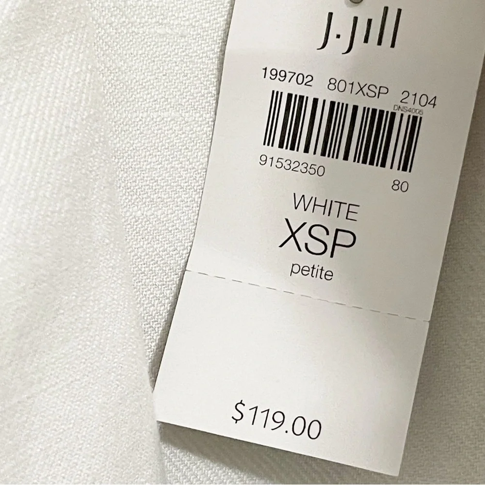 J. Jill Open Front Linen Blend Longline White Vest NWT Size XS Petite